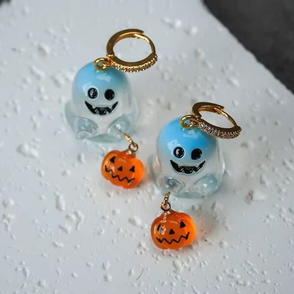 Halloween Ghost Pumpkin Trick or Treat Earrings - Picture 6 of 9